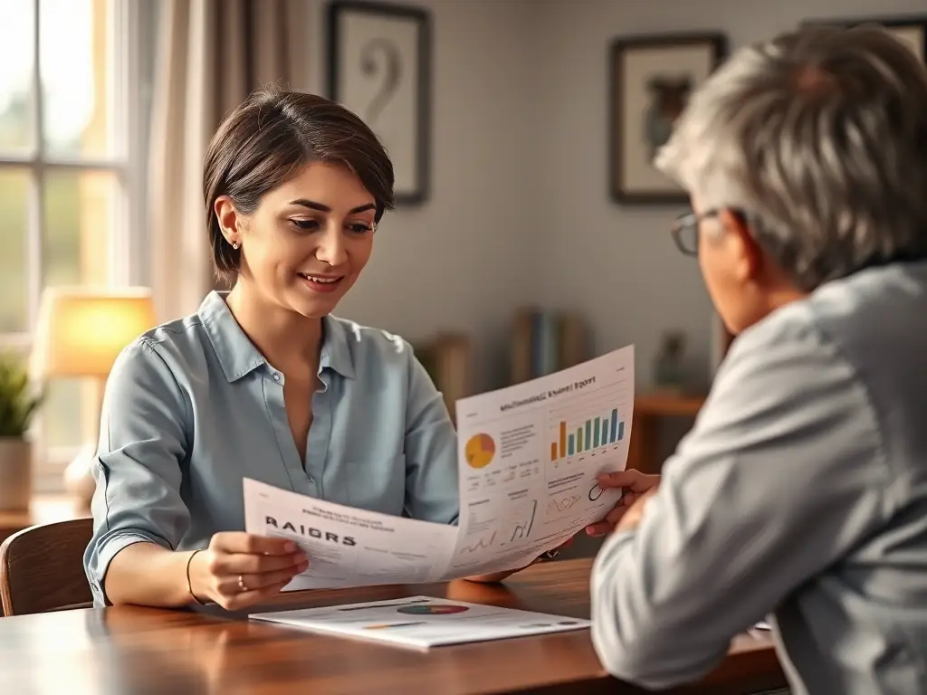 A wellness coach is reviewing a client's metabolic report and providing personalized recommendations. The setting is a comfortable and supportive environment.